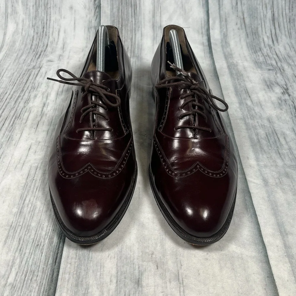 Bally Italy Marcel Leather Derby Lace Up Dress Oxford Burgundy Men Shoe US 11.5D